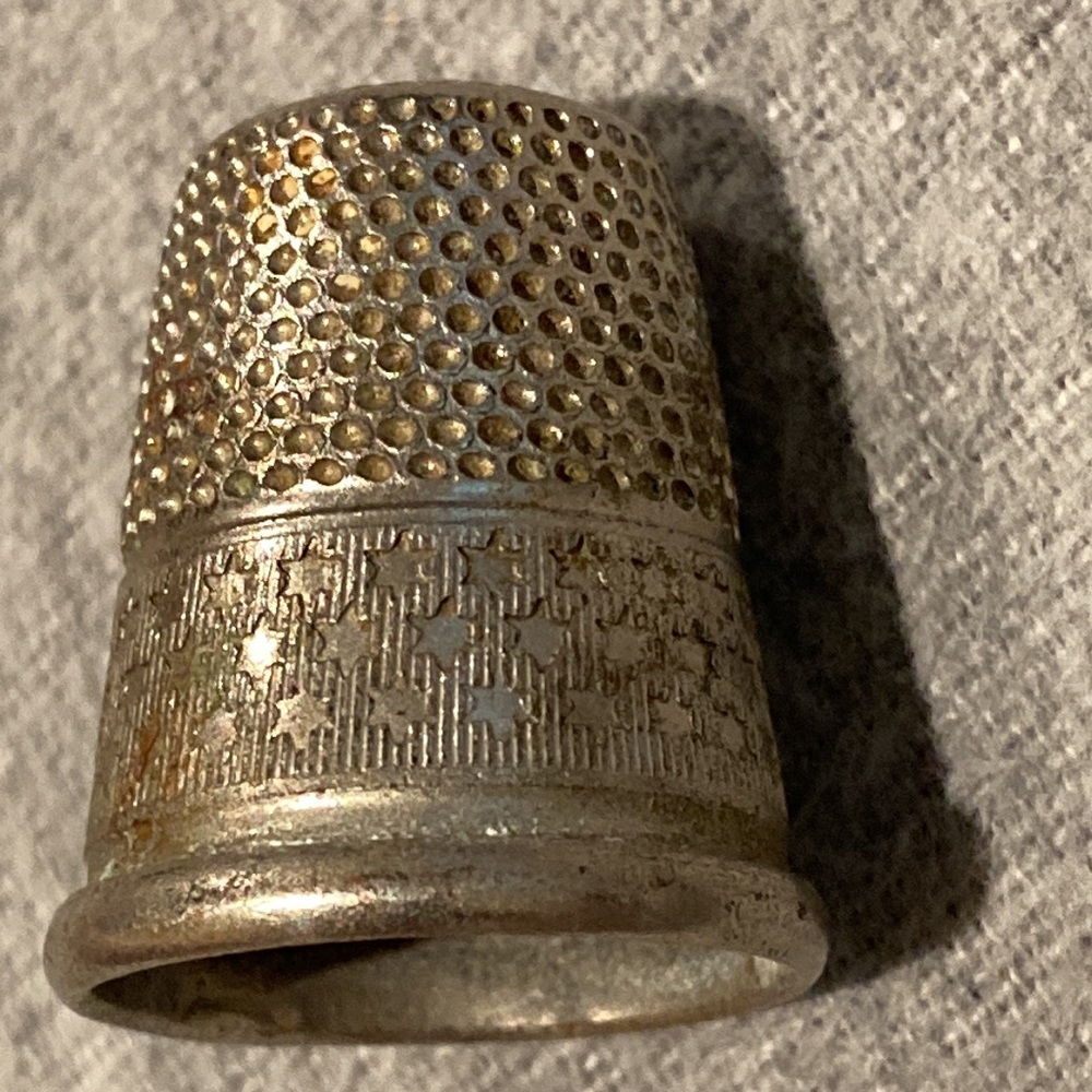 Antique Silver-plated Thimble Made in Germany size 11 trimmed with Stars
